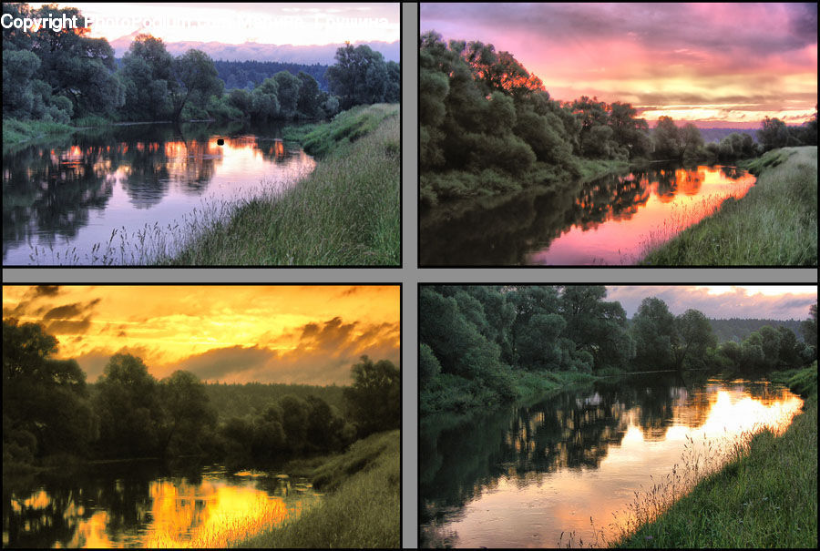 Collage, Poster, Fire, Flare, Light, Dawn, Dusk
