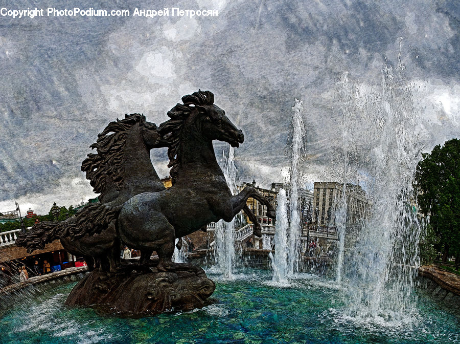 Fountain, Water, Art, Sculpture, Statue, Gargoyle, Modern Art