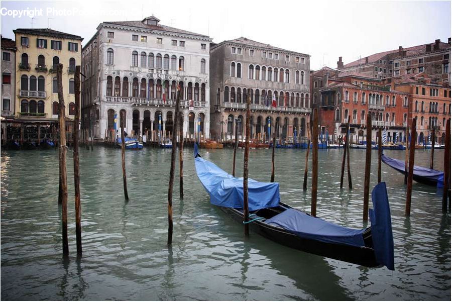 Boat, Watercraft, Gondola, Bench, Building, Canal, Outdoors