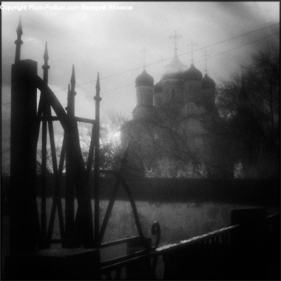 Silhouette, Fence, Fog, Pollution, Smog, Smoke, Dock