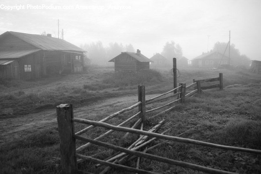 Barn, Building, Countryside, Fog, Pollution, Smog, Smoke