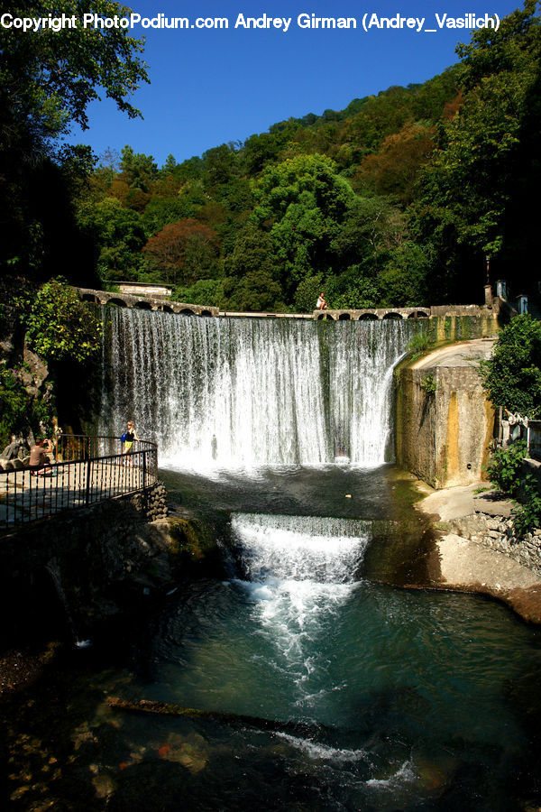 Dam, River, Water, Outdoors, Waterfall, Creek, Plant
