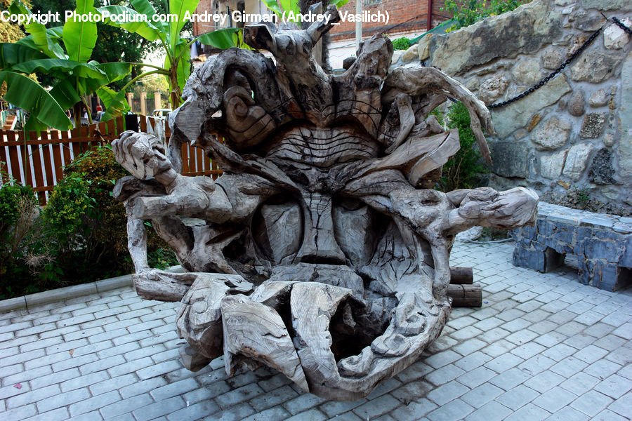 Art, Gargoyle, Statue, Plant, Potted Plant, Sculpture, Rock