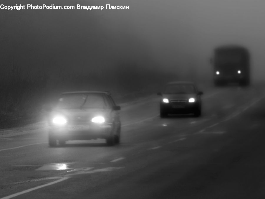Headlight, Light, Fog, Pollution, Smog, Smoke, Road