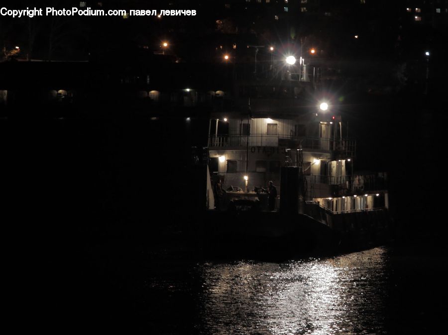 Night, Outdoors, Ferry, Freighter, Ship, Tanker, Vessel