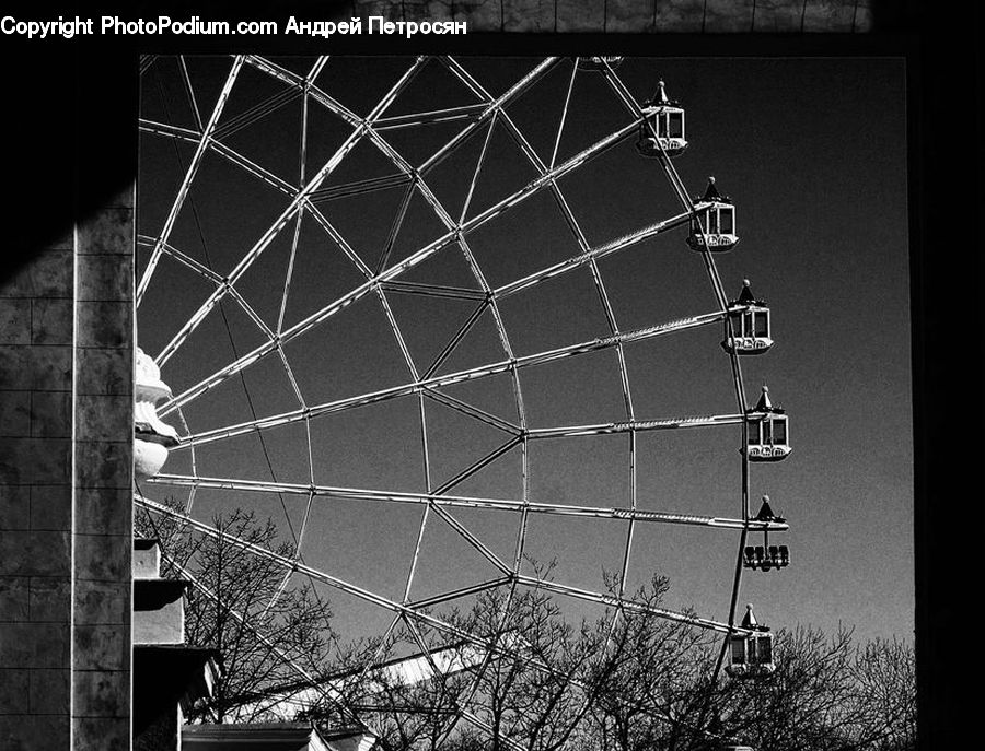 Ferris Wheel, Building, City, High Rise, Apartment Building, Downtown, Urban