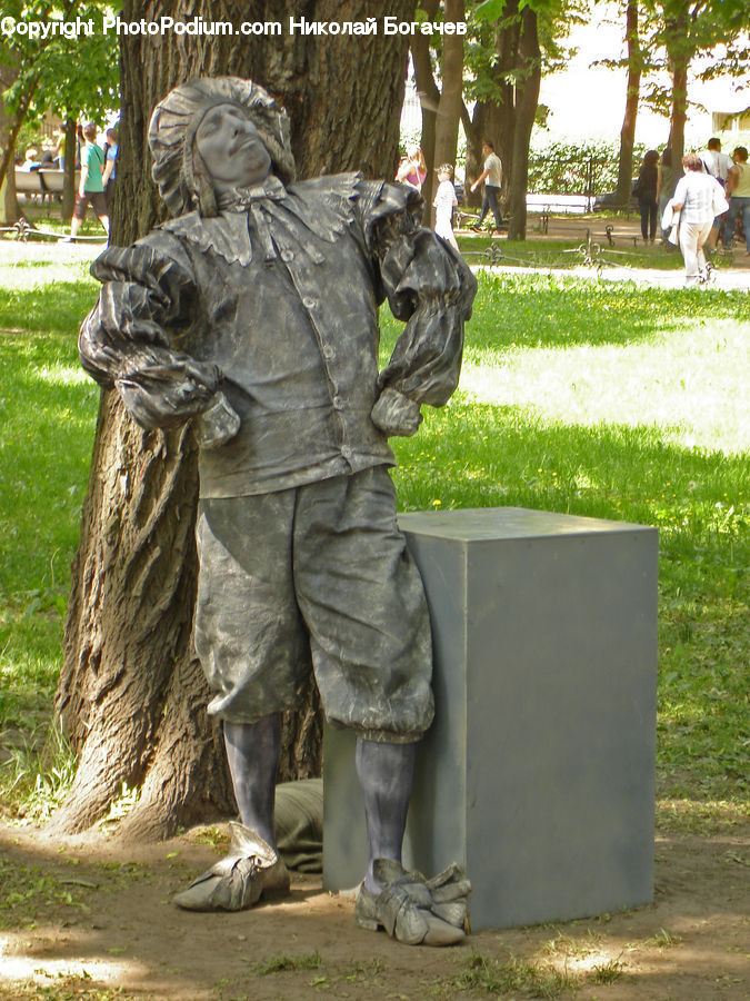 People, Person, Human, Plant, Potted Plant, Art, Gargoyle