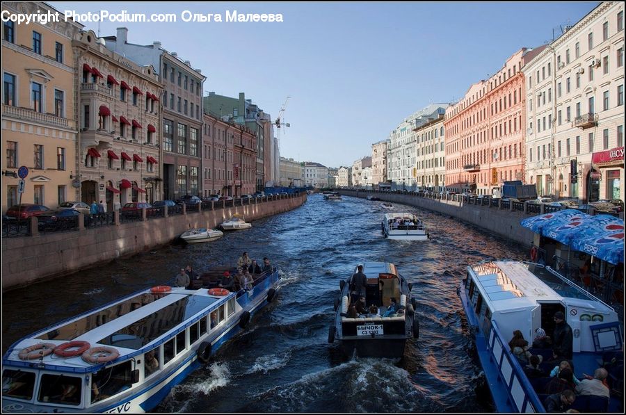 Canal, Outdoors, River, Water, Umbrella, Boat, Watercraft