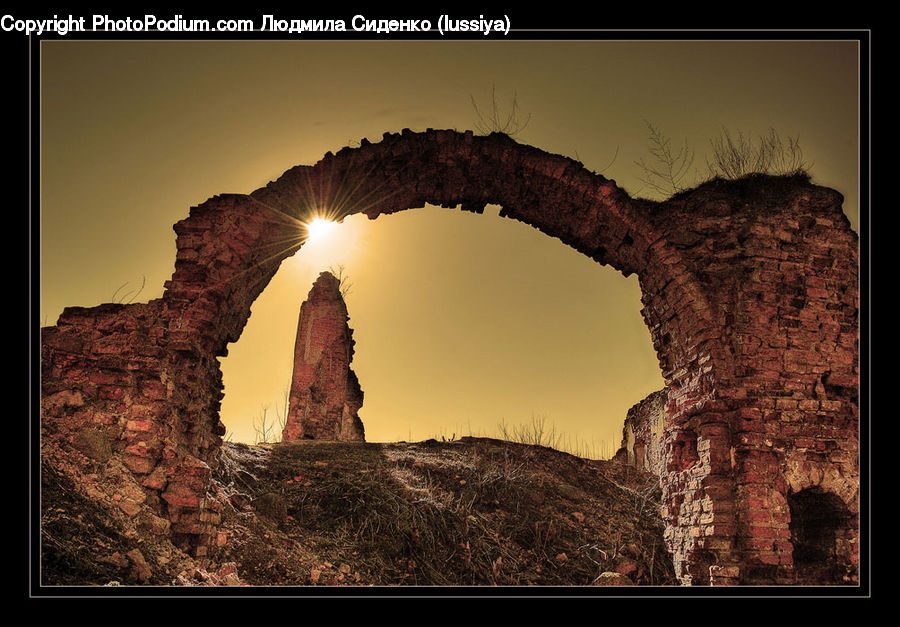 Arch, Dawn, Dusk, Sky, Sunrise, Sunset, Ruins