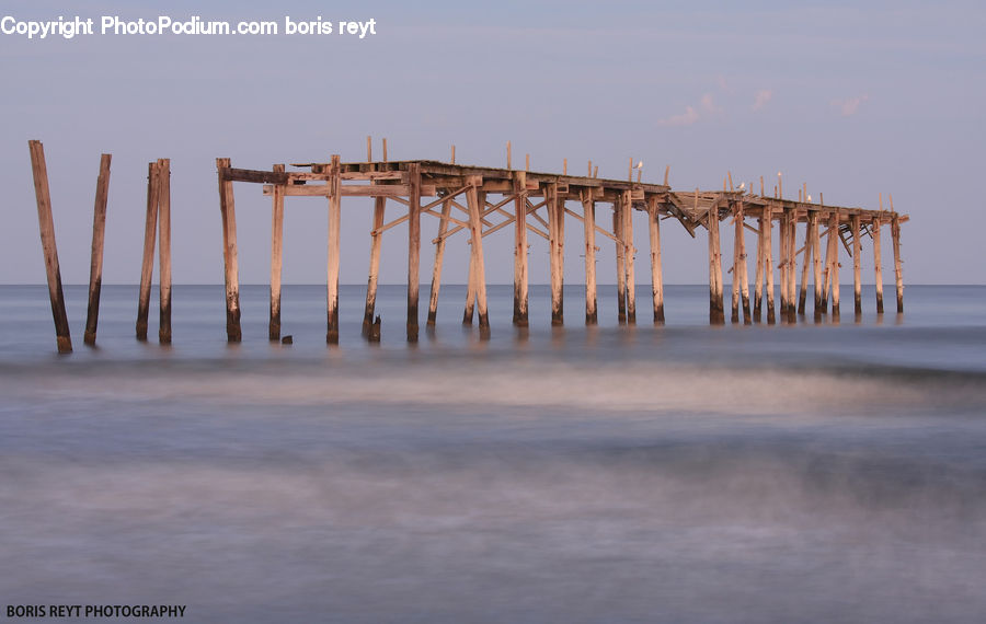 Dock, Pier, Column, Pillar, Beach, Coast, Outdoors