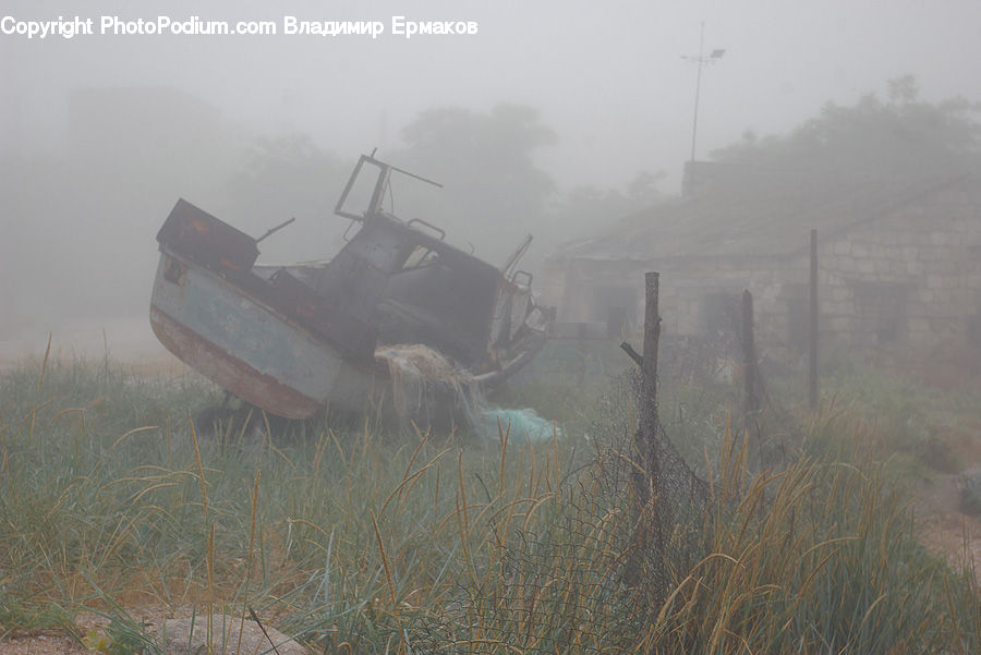 Shipwreck, Fog, Mist, Outdoors, Plant, Vegetation, Field
