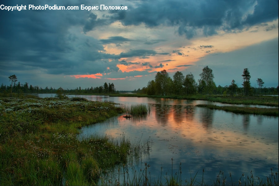 Lake, Outdoors, Water, Dawn, Dusk, Red Sky, Sky