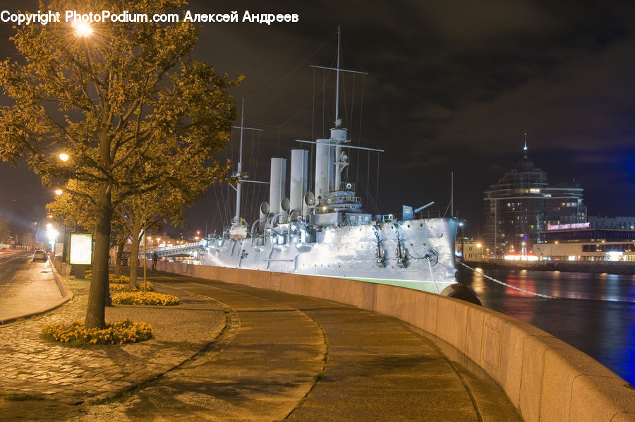 Lamp Post, Pole, Factory, Refinery, Cruise Ship, Ocean Liner, Ship