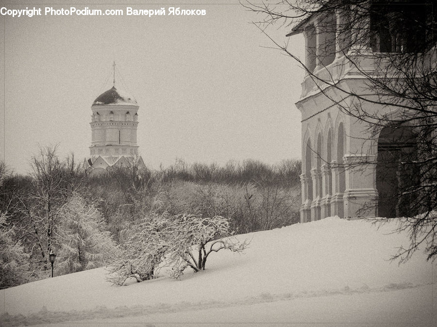 Ice, Outdoors, Snow, Architecture, Castle, Fort, Bell Tower