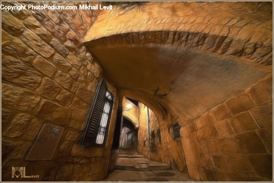 Crypt, Dungeon, Brick, Arabesque Pattern, Bunker, Arch, Vault Ceiling