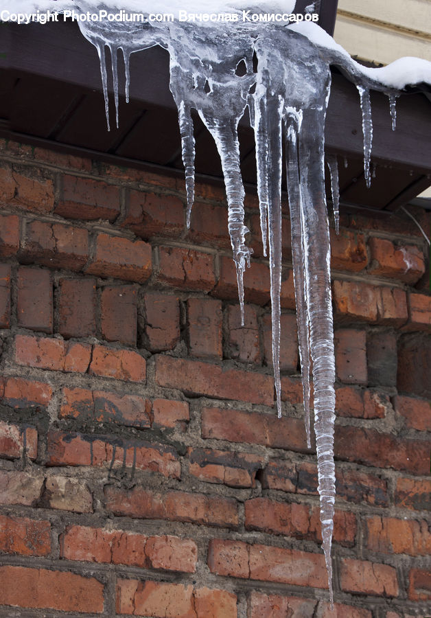 Ice, Icicle, Snow, Winter, Rust, Brick