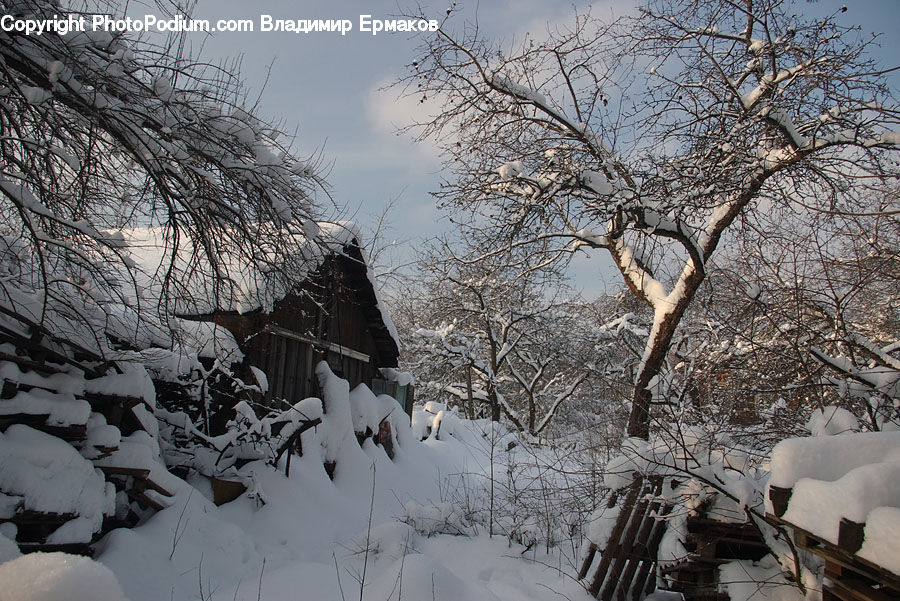 Ice, Outdoors, Snow, Building, Cottage, Housing, Landscape