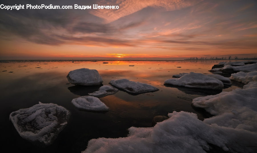 Dawn, Dusk, Sky, Sunrise, Sunset, Rock, Lagoon