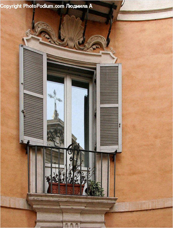 Balcony, Pot, Pottery, Window, Building, Plant, Potted Plant