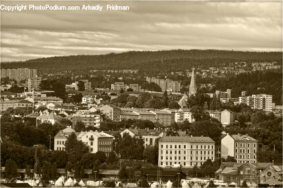 Aerial View, City, Downtown, Building, Town, Urban, Housing