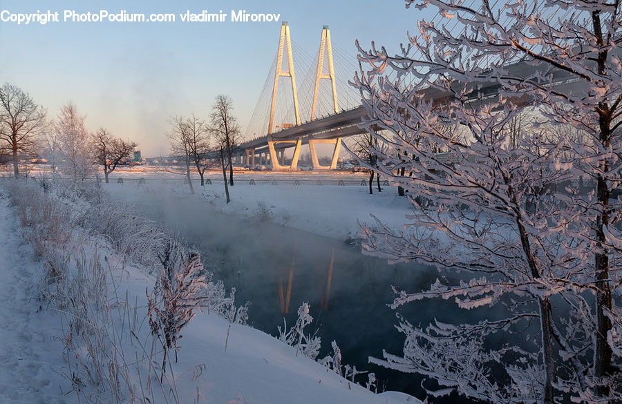 Frost, Ice, Outdoors, Snow, Bridge, Landscape, Nature