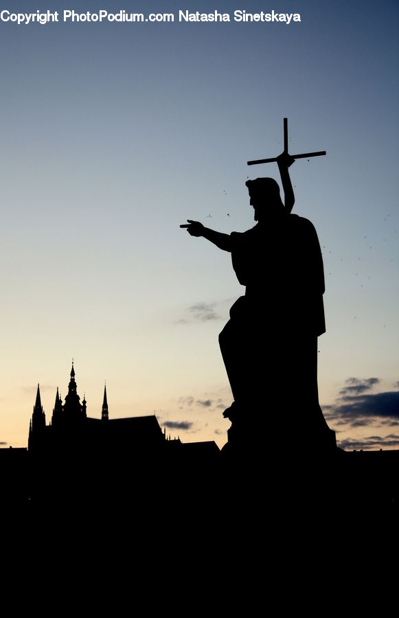 Cross, Silhouette, Outdoors, Sky, Dusk, Sunlight, Sunrise
