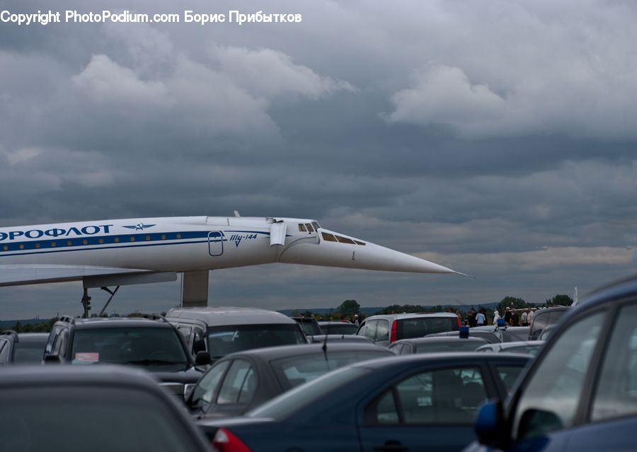 Automobile, Car, Vehicle, Traffic Jam, Airfield, Airplane, Airport