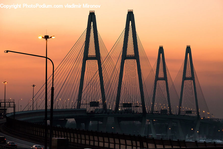 Bridge, Dawn, Dusk, Sky, Sunrise, Sunset, City