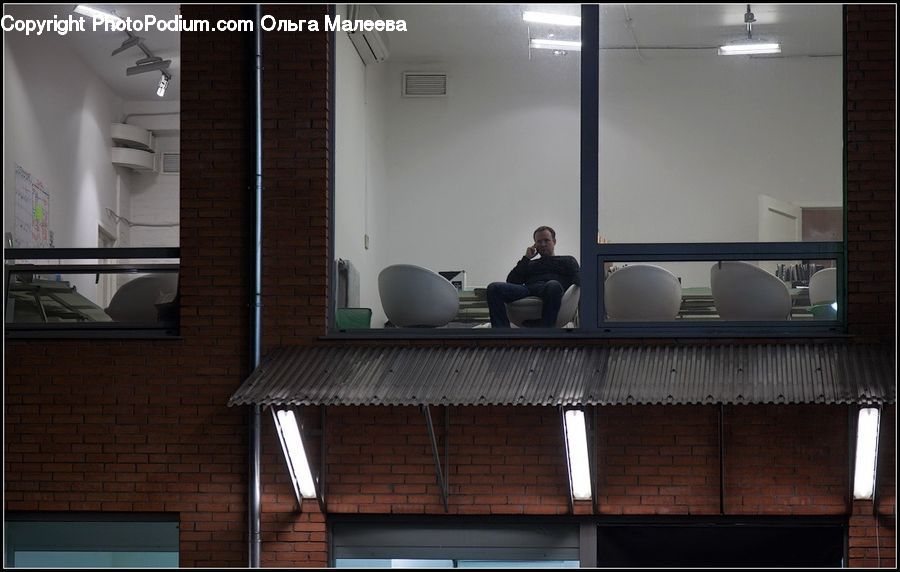 People, Person, Human, Sitting, Awning, Brick, Cafe