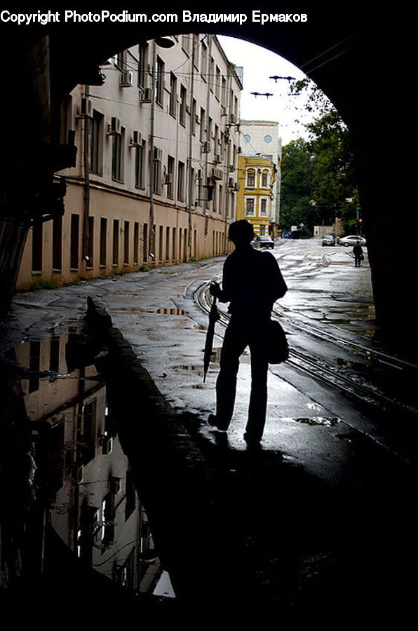 Human, People, Person, Silhouette, Arch, Alley, Alleyway