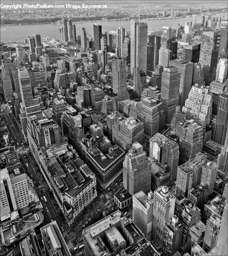 Aerial View, City, Downtown, Train, Vehicle, Urban, Metropolis