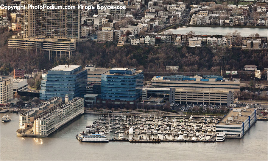 Boat, Watercraft, City, Downtown, Urban, Aerial View, Building