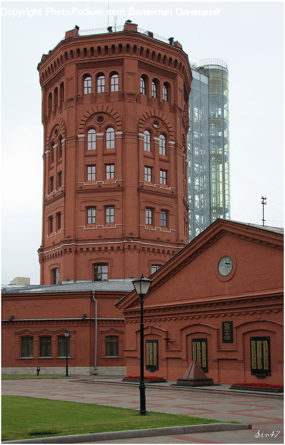 Apartment Building, Building, High Rise, Brick, Architecture, Court, Bell Tower