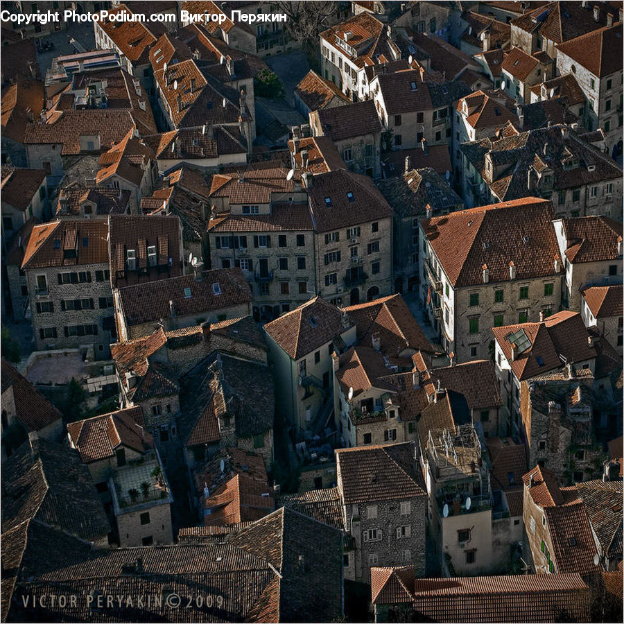 Aerial View, Brick, Building, Downtown, Town, City, Metropolis