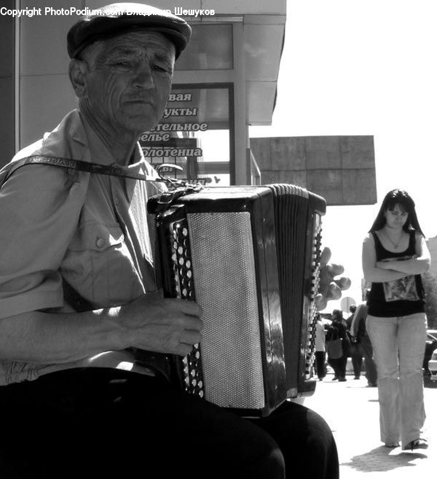 Human, People, Person, Accordion, Musical Instrument, Female, Alley