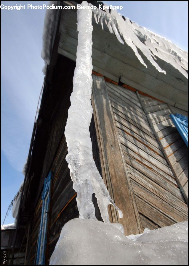 Ice, Icicle, Snow, Winter, Building, Housing