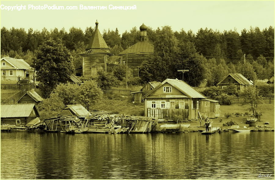 Building, Cottage, Housing, Mobile Home, Deck, Porch, Dock