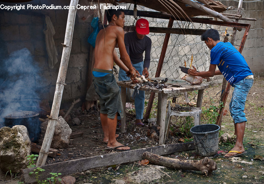 Human, People, Person, Bbq, Food, Bucket, Construction