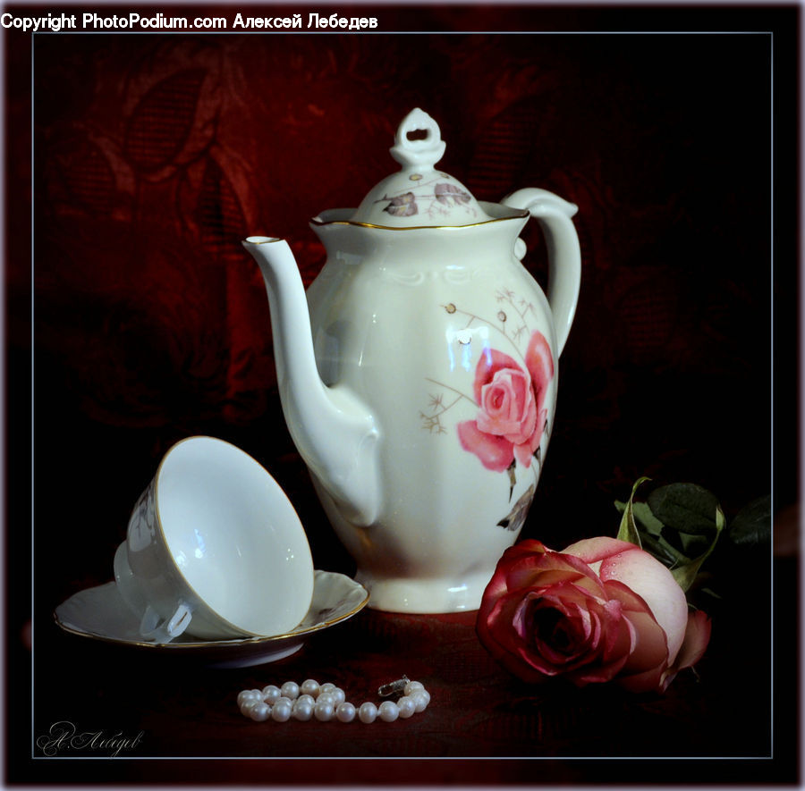 Blossom, Flower, Plant, Rose, Pot, Pottery, Teapot