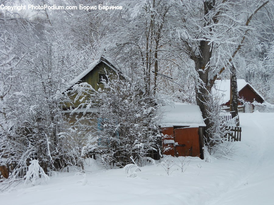 Ice, Outdoors, Snow, Bird Feeder, Building, Cottage, Housing