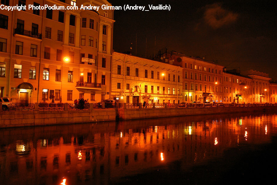 Building, Night, Outdoors, City, Downtown, Metropolis, Urban