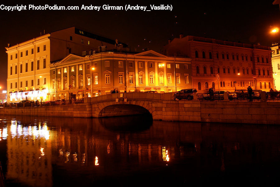 Architecture, Downtown, Plaza, Town Square, Night, Outdoors, Bar Counter