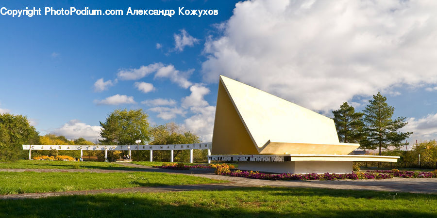 Building, Office Building, Field, Grass, Lawn, Architecture, Convention Center