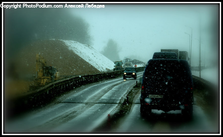 Car Mirror, Mirror, Blizzard, Outdoors, Snow, Weather, Winter