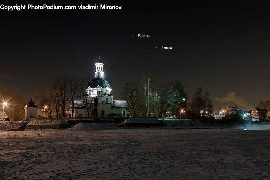 Night, Outdoors, Architecture, Housing, Monastery, Building, Church