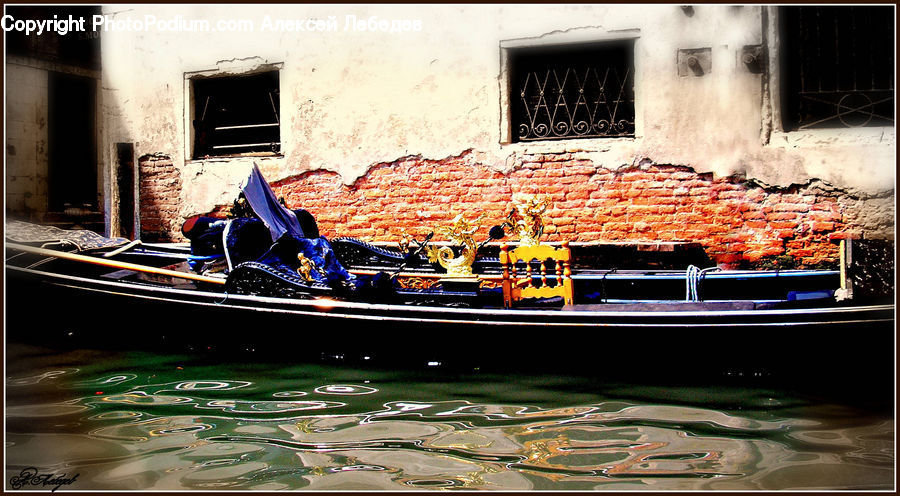 Boat, Gondola, Motor, Motorcycle, Vehicle, Brick, Rubble