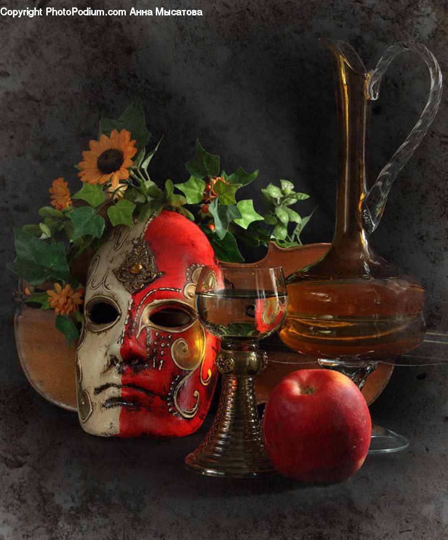 Plant, Potted Plant, Apple, Fruit, Glass, Goblet, Goggles