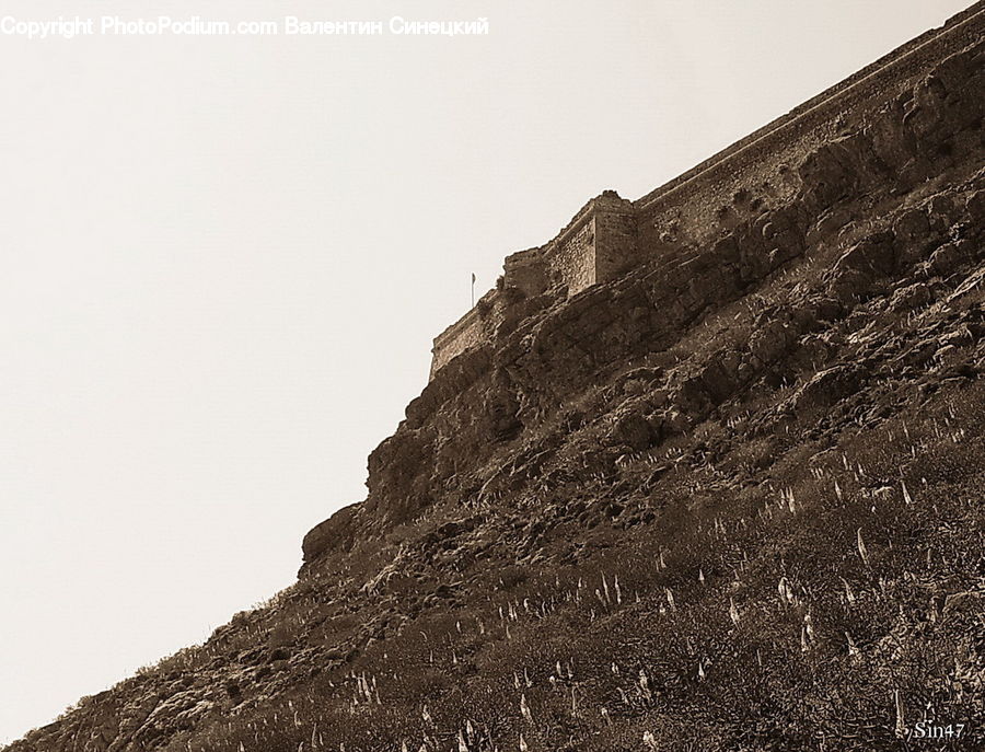 Cliff, Outdoors, Ancient Egypt, Castle, Fort, Coast, Sea