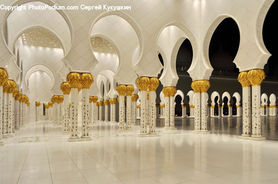 Architecture, Dome, Mosque, Worship, Column, Pillar, Indoors