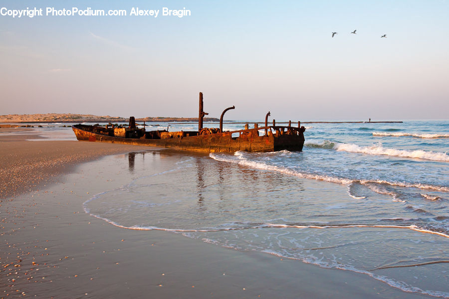 Shipwreck, Coast, Outdoors, Sea, Water, Beach, Ferry